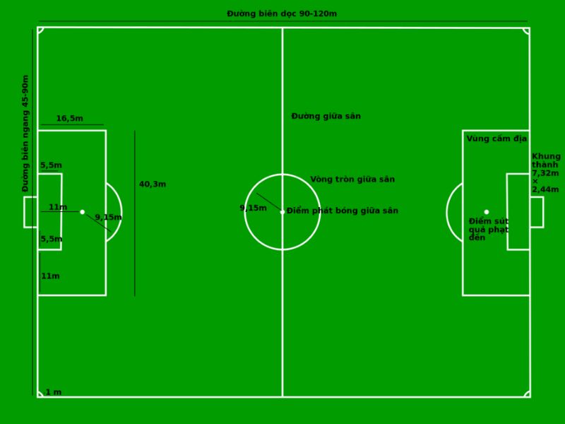 Kích thước sân bóng đá